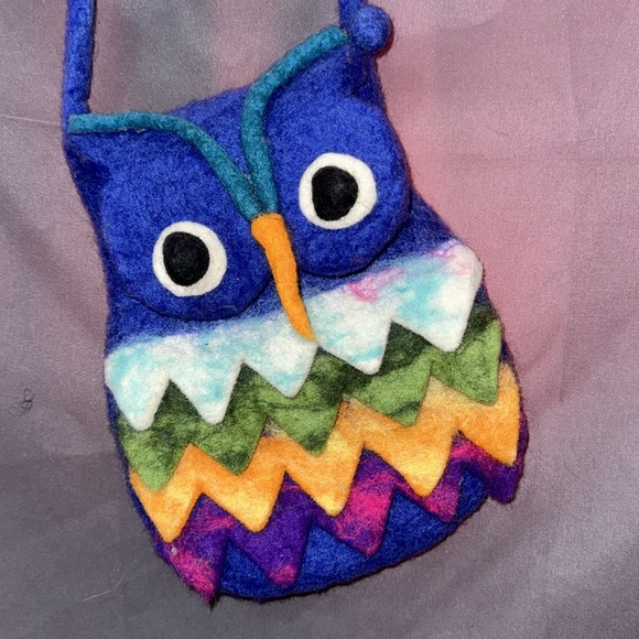 Children’s wool handmade owl, Crossbody bag - Picture 2 of 6